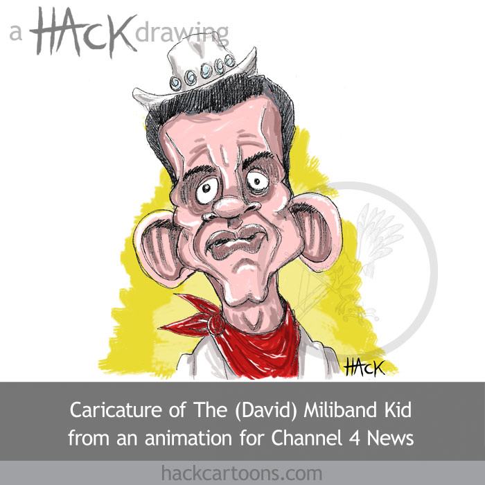 Cartoon caricature of David Miliband MP